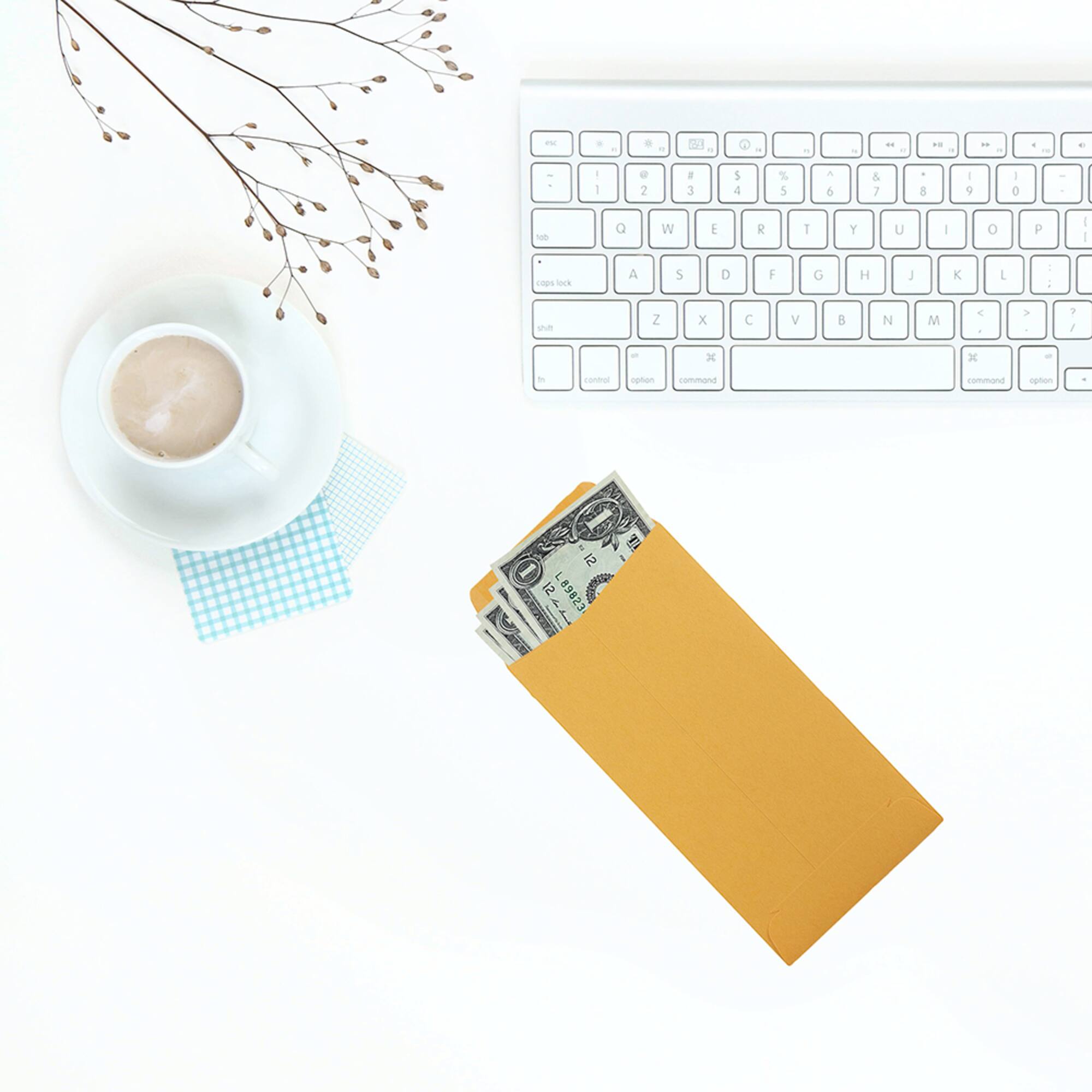 JAM Paper 3.5" x 6.5" Brown Kraft Recycled Coin Business Envelopes, 100ct.